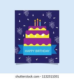 Happy birthday card with big cake