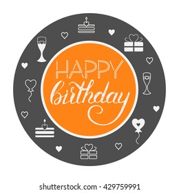  Happy birthday card. Happy birthday&Valentine's Day icons.