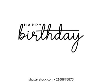 Feliz cumpleaños. Caligrafía manuscrita con texto negro con subrayado de mano dibujado aislado en fondo blanco. Elemento de plantilla Diseño de Ilustración Vector Plano para Tarjetas de Saludo.