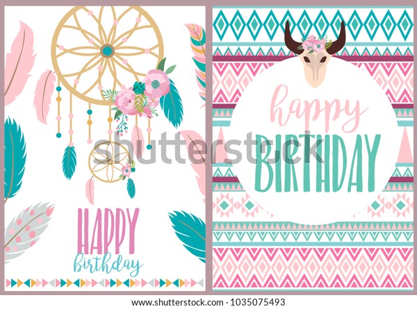 Image Vectorielle De Stock De Carte De Joyeux Anniversaire Avec Elements