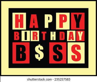 Happy Birthday Card Happy Birthday Boss Stock Vector (Royalty Free ...