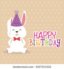 Happy Birthday Card Bunny Character Stock Vector (Royalty Free ...