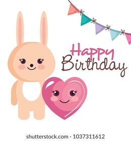 happy birthday card with bunny character