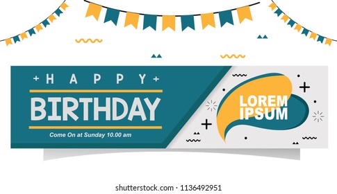 Happy Birthday Card For Business Green and Yellow Color