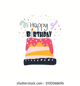 Happy Birthday Card Cake Stock Vector (Royalty Free) 1920368696 ...