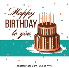 Happy Birthday Card Birthday Cake Stock Vector (Royalty Free) 205167493