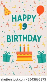 happy birthday card with birthday cake