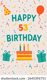 happy birthday card with birthday cake