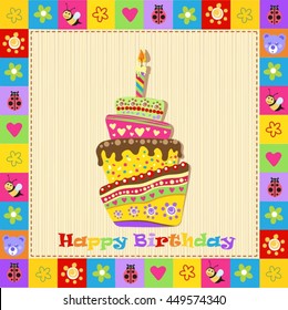 Happy birthday card with cake