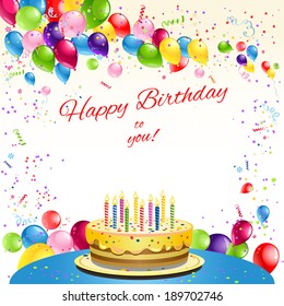 Feliz cumpleaños pasteles y globos.: de stock (libre de regalías) 189702746 Shutterstock