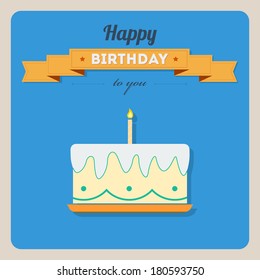 Happy birthday card with a cake and candles