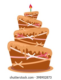  Happy birthday card. Birthday cake. Colorful birthday. Vector Illustration