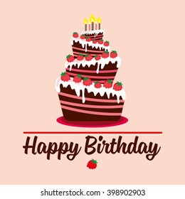  Happy birthday card. Birthday cake. Colorful birthday. Vector Illustration