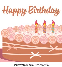  Happy birthday card. Birthday cake. Colorful birthday. Vector Illustration