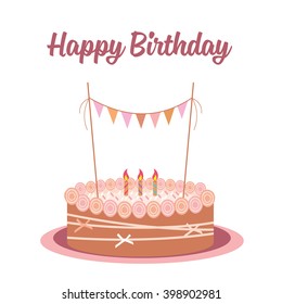  Happy birthday card. Birthday cake. Colorful birthday. Vector Illustration