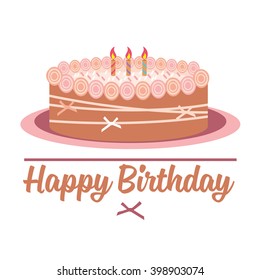  Happy birthday card. Birthday cake. Colorful birthday. Vector Illustration