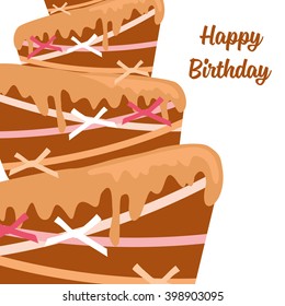  Happy birthday card. Birthday cake. Colorful birthday. Vector Illustration