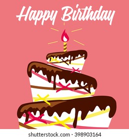  Happy birthday card. Birthday cake. Colorful birthday. Vector Illustration