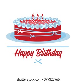 Happy birthday card. Birthday cake. Colorful birthday. Vector Illustration