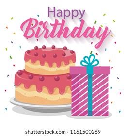 Happy Birthday Card Cake Gifts Stock Vector (Royalty Free) 1161500269