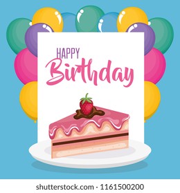 happy birthday card with cake portion