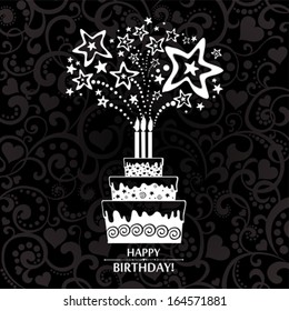 Happy birthday card. Birthday cake. Vector Illustration