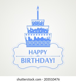 Happy Birthday Card Birthday Cake Vector Stock Vector (Royalty Free ...