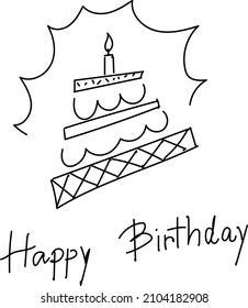 Happy Birthday Card Cake Vector Illustration Stock Vector (Royalty Free ...