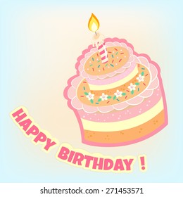Happy birthday card. Birthday cake. Vector Illustration EPS10.