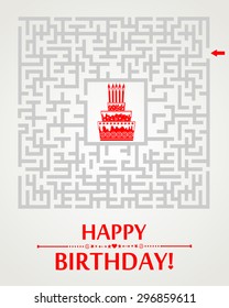 Happy birthday card. Birthday cake. Vector Illustration