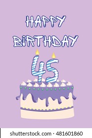 Happy birthday card with cake. Vector Illustration. 
