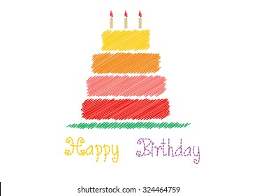 Happy birthday card with Birthday cake,Vector illustrations