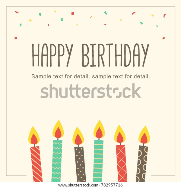 Happy birthday card with candle in retro\
background. Greeting card cover\
template.