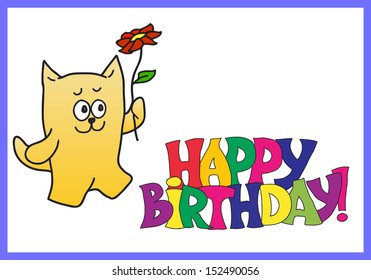 happy birthday card with a cat