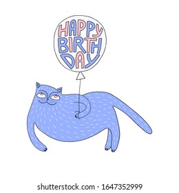 Happy birthday card with cat.