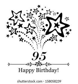 Happy birthday card. Celebration background with number  ninety five, firework and place for your text. Vector illustration 