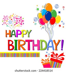 Happy birthday card. Celebration background with Birthday gift boxes and place for your text. vector illustration 