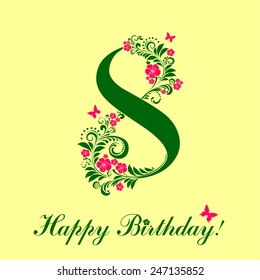 Happy birthday card. Celebration background with number eight and place for your text. Vector illustration 