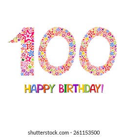 Happy birthday card. Celebration background with number hundred  and place for your text. Vector illustration 