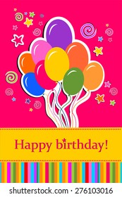 Happy Birthday card. Celebration background with balloon and place for your text. vector illustration