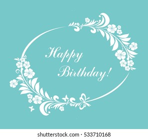 Happy birthday card. Celebration background with flowers and place for your text. Vector illustration