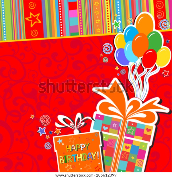 Happy Birthday Card Celebration Red Background Stock Vector (Royalty ...