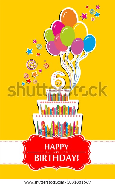 Happy Birthday Card Celebration Yellow Background Stock Vector (Royalty ...