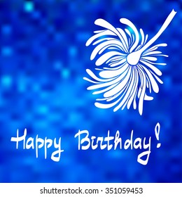 Happy birthday card with chrysanthemum flower, vector illustration.