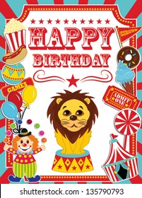 Happy Birthday Card Circus Design