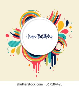 Happy Birthday card with color splashes