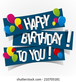 Happy Birthday Card With Colored Balloons Vector Illustration