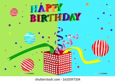 Happy birthday card with colorful balloon