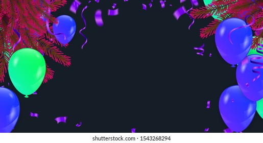 Happy birthday card colorful balloons group and blue balloons ,  background pattern  beautiful colorful illustration