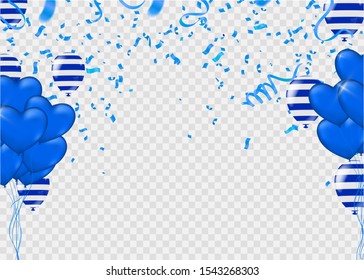 Happy birthday card colorful balloons group and blue balloons ,  background pattern  beautiful colorful illustration